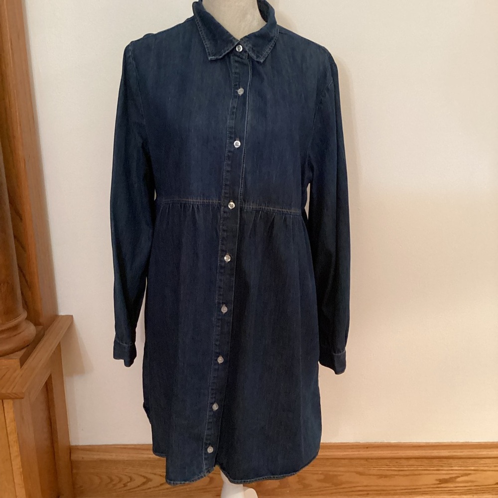 Dark Blue Denim Shirt Dress
